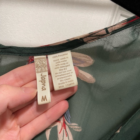 Japna sheer floral dress with flutter cold shoulder sleeves - spring dress - Picture 4 of 5